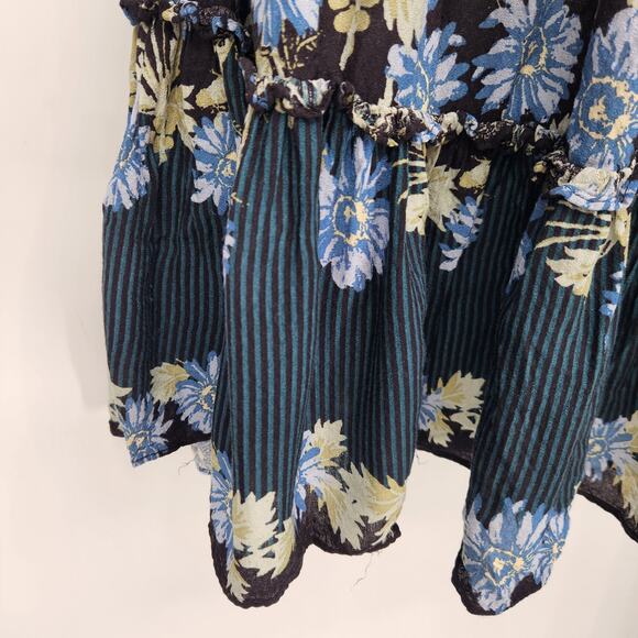 Intimately Free People Bali Wild Daisy Slip Black Ruffle Baby-doll Dress Women M - Picture 6 of 9